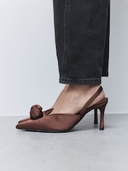 Chocolate Brown Forever Comfort® Point Toe Corsage Slingback Heels - Image 2 of 9