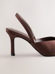 Chocolate Brown Forever Comfort® Point Toe Corsage Slingback Heels - Image 7 of 9