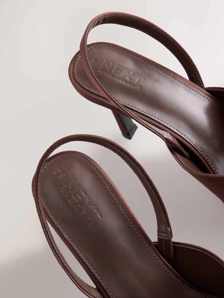 Chocolate Brown Forever Comfort® Point Toe Corsage Slingback Heels - Image 9 of 9 Chocolate Brown Forever Comfort® Point Toe Corsage Slingback Heels - Image 9 of 9