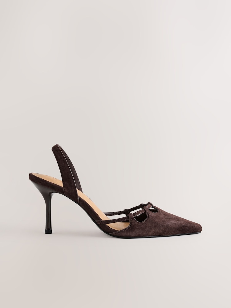 Chocolate Brown Forever Comfort® Cut Out Sling Back Heels - Image 1 of 10
