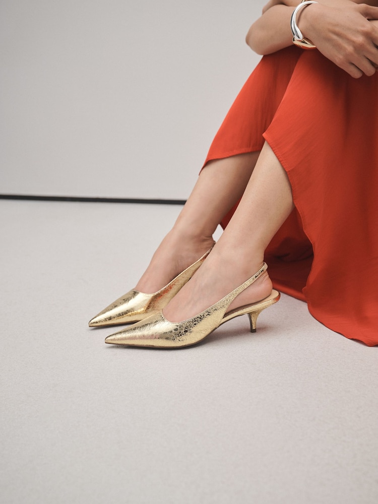 Gold Forever Comfort® Curvy Slingback Low Heels - Image 2 of 9 Gold Forever Comfort® Curvy Slingback Low Heels - Image 2 of 9
