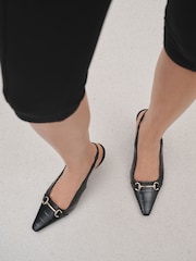 Black Forever Comfort® Chisel Toe Slingback Heels - Image 1 of 5