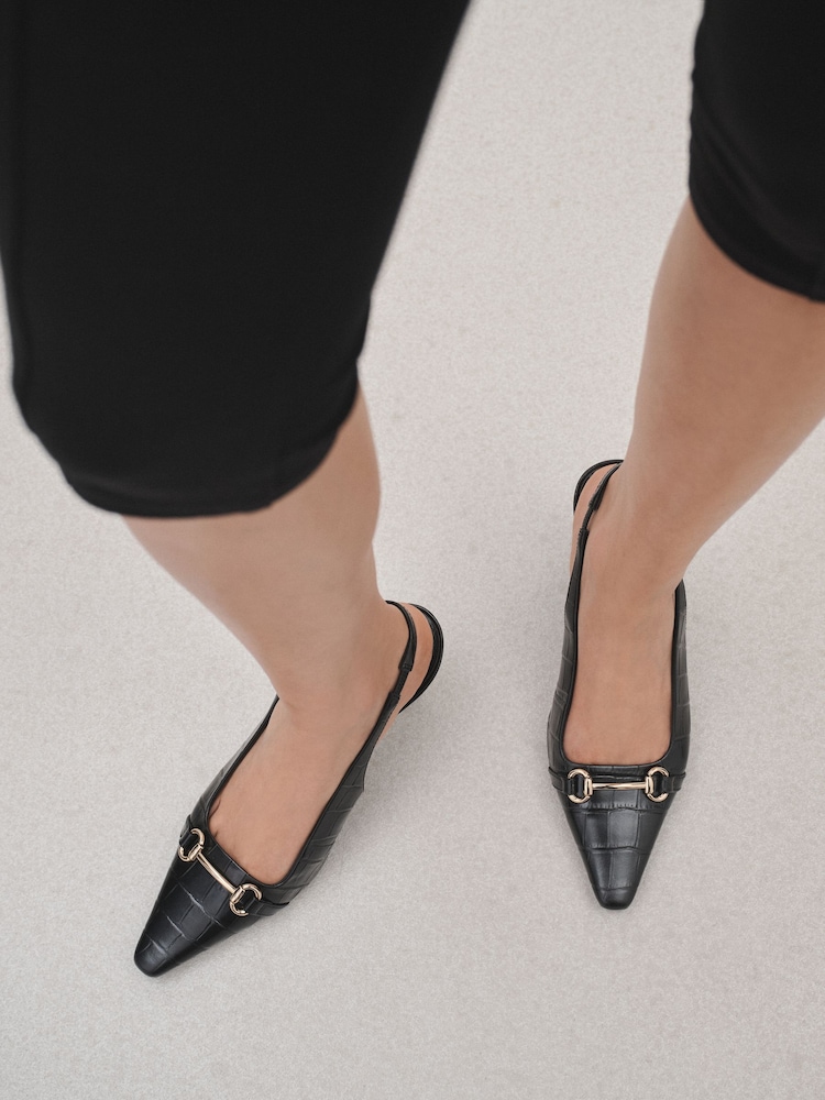 Black Forever Comfort® Chisel Toe Slingback Heels - Image 1 of 5