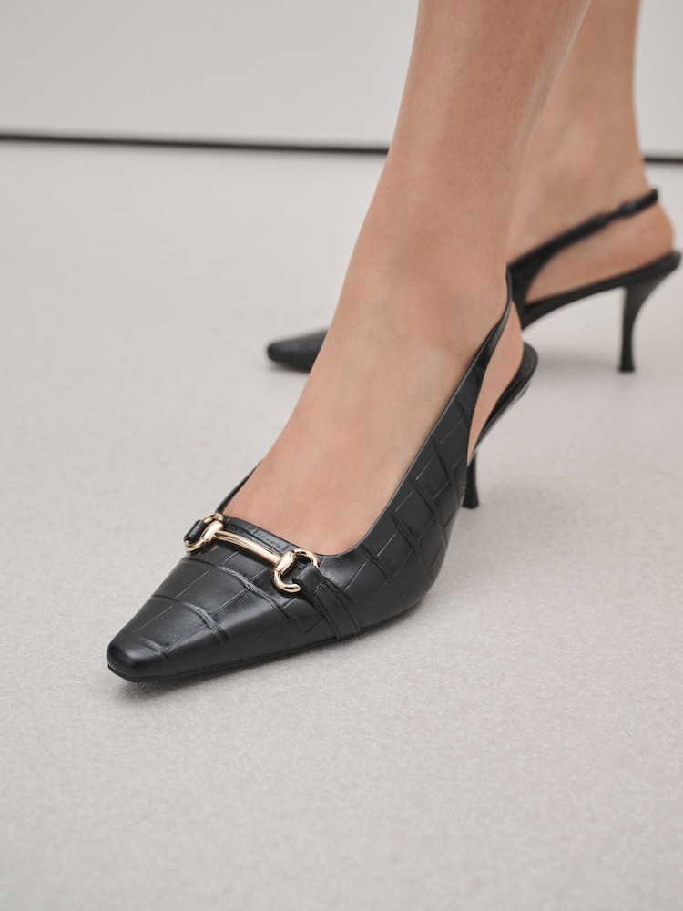 Black Forever Comfort® Chisel Toe Slingback Heels - Image 5 of 5