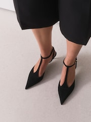 Black Forever Comfort®  T Bar Point Toe Heels - Image 2 of 9