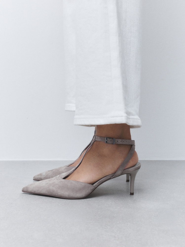 Taupe Forever Comfort®  T Bar Point Toe Heels - Image 2 of 9