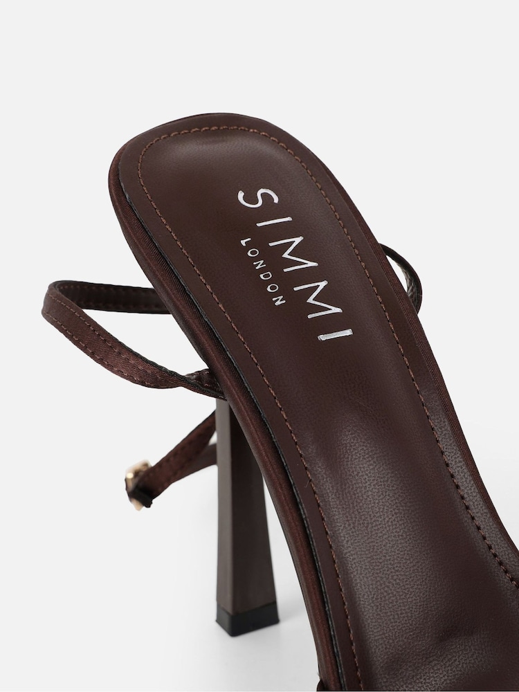 Simmi London Brown Janeena Bow Detail Heeled Sandals - Image 4 of 4 Simmi London Brown Janeena Bow Detail Heeled Sandals - Image 4 of 4