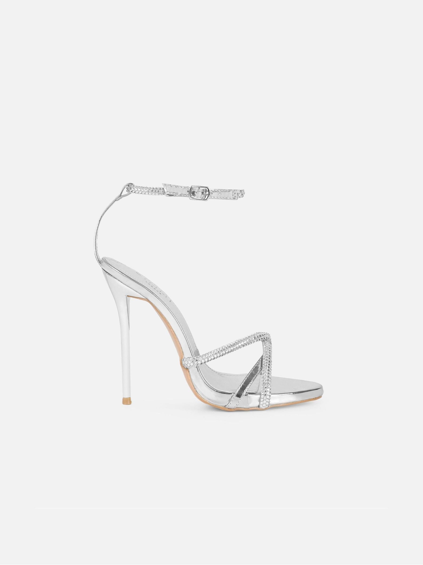 Buy Simmi London Silver Solar Diamante Heeled Sandals from Next USA