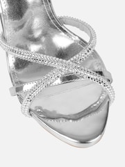 Simmi London Silver Solar Diamante Heeled Sandals - Image 4 of 4