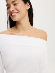Cotton On White Peyton Off Shoulder Long Sleeve Top - Image 4 of 4