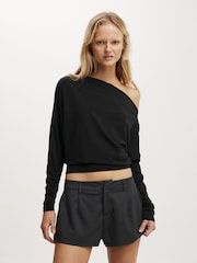Cotton On Black Peyton Off Shoulder Long Sleeve Top - Image 2 of 4
