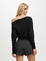 Cotton On Black Peyton Off Shoulder Long Sleeve Top - Image 3 of 4