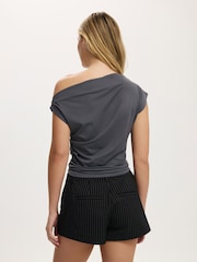 Cotton On Blue Georgie Off Shoulder Short Sleeve Top - Image 3 of 4