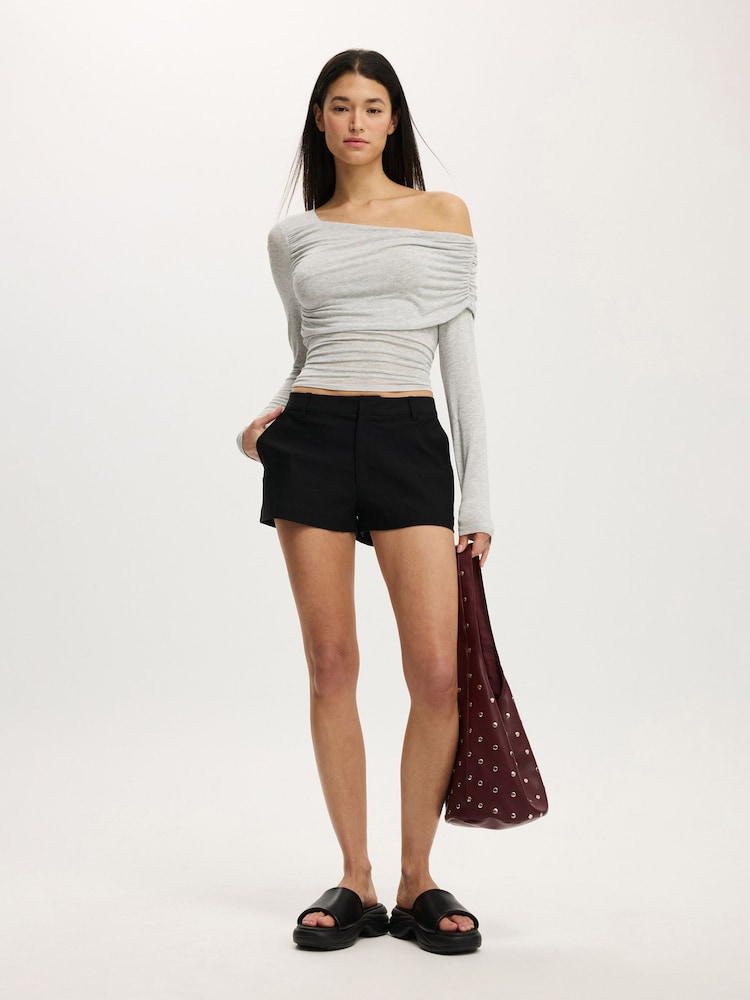 Cotton On Grey One Shoulder Base Layer Long Sleeve Top - Image 1 of 4 Cotton On Grey One Shoulder Base Layer Long Sleeve Top - Image 1 of 4