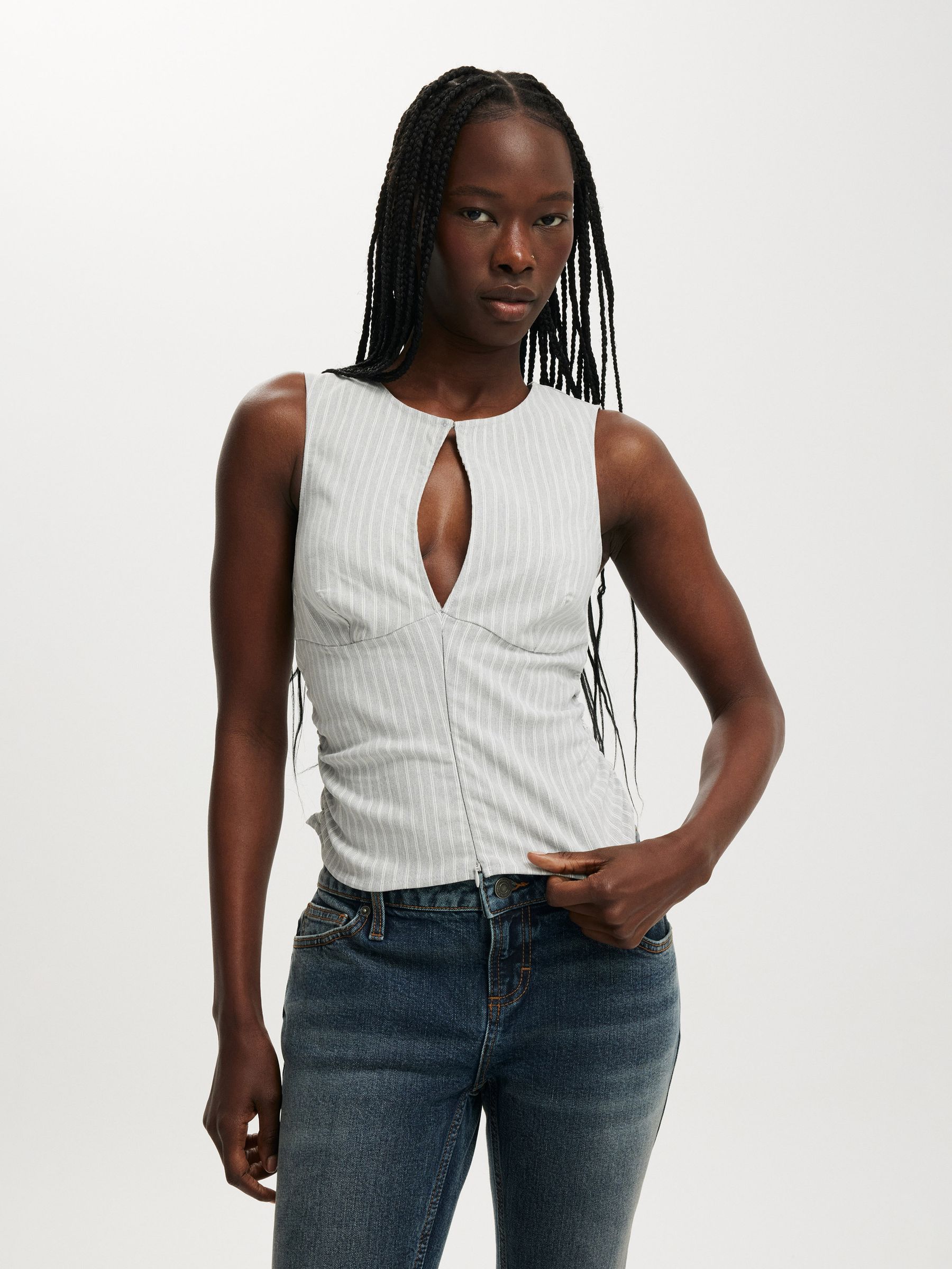 Buy Cotton On Grey & White/ Stripey Nico Keyhole Cut Out Crop