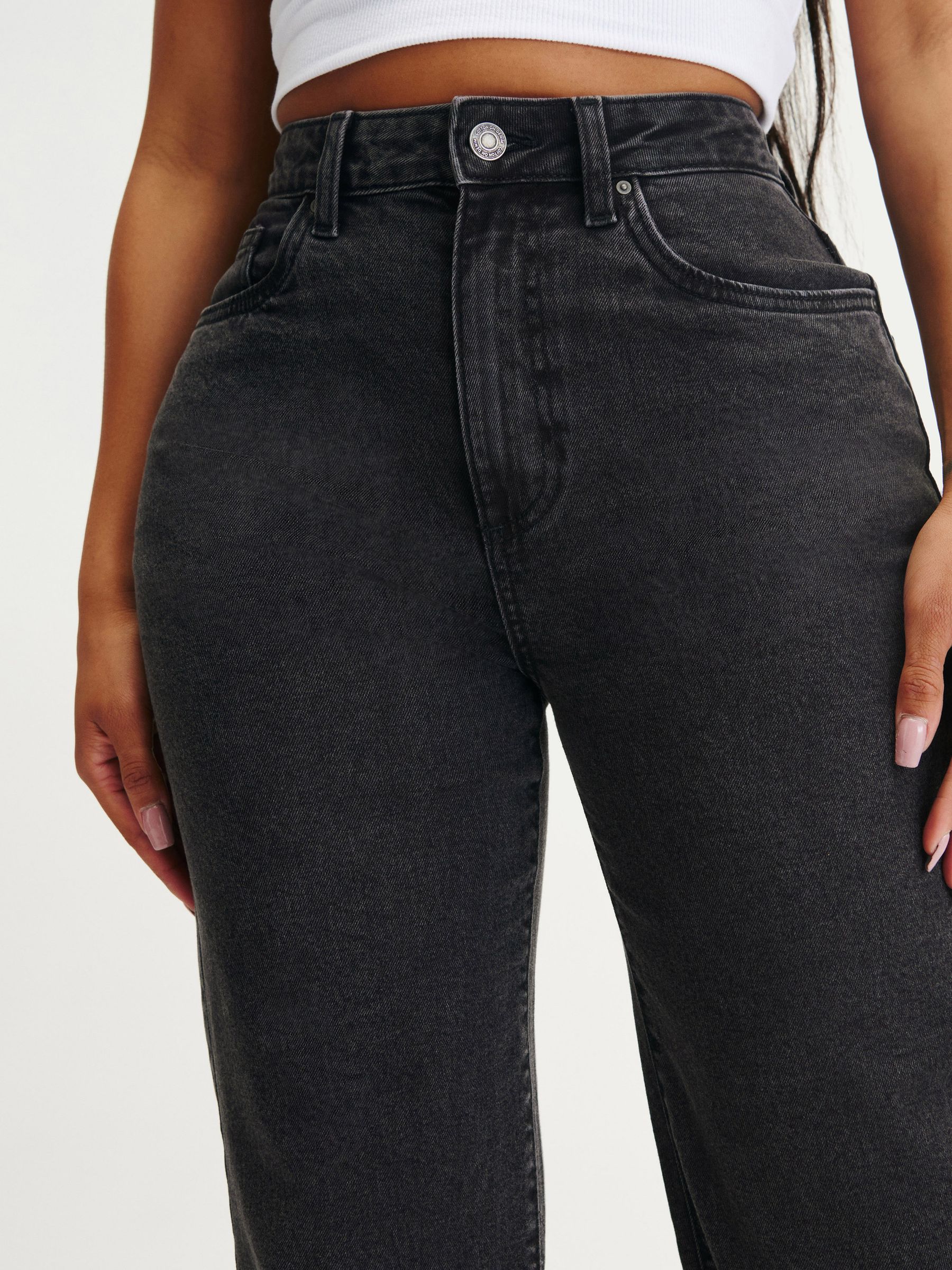 Buy Cotton On Black High Waisted Curvy Stretch Straight Jeans from