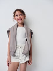 The Set 6 Piece Jersey Zip Through Hoodie Crew Oversized T-Shirt Short Rib Vest and Cycling Shorts Set Pink/Cream/Brown - Image 3 of 17