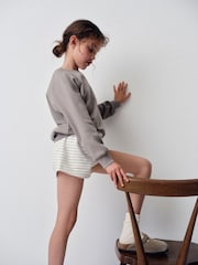 The Set 6 Piece Jersey Zip Through Hoodie Crew Oversized T-Shirt Short Rib Vest and Cycling Shorts Set Pink/Cream/Brown - Image 5 of 17