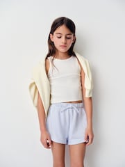 The Set 6 Piece Jersey Zip Through Bomber Crew Oversized T-Shirt Short Rib Vest and Cycling Shorts Set Blue/Yellow/White - Image 2 of 17