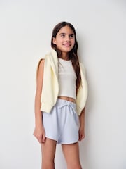 The Set 6 Piece Jersey Zip Through Bomber Crew Oversized T-Shirt Short Rib Vest and Cycling Shorts Set Blue/Yellow/White - Image 3 of 17