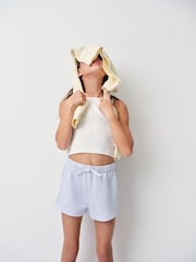 The Set 6 Piece Jersey Zip Through Bomber Crew Oversized T-Shirt Short Rib Vest and Cycling Shorts Set Blue/Yellow/White - Image 4 of 17