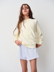 The Set 6 Piece Jersey Zip Through Bomber Crew Oversized T-Shirt Short Rib Vest and Cycling Shorts Set Blue/Yellow/White - Image 6 of 17