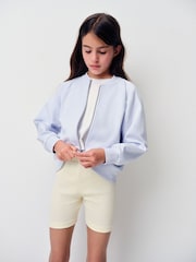 The Set 6 Piece Jersey Zip Through Bomber Crew Oversized T-Shirt Short Rib Vest and Cycling Shorts Set Blue/Yellow/White - Image 7 of 17