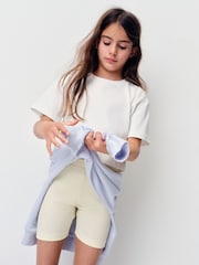 The Set 6 Piece Jersey Zip Through Bomber Crew Oversized T-Shirt Short Rib Vest and Cycling Shorts Set Blue/Yellow/White - Image 8 of 17