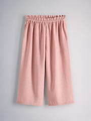 The Set 2 Piece Linen Look Short Frill Sleeve Top and Wide Leg Trousers Set Pink - Image 3 of 5