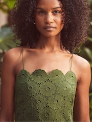 Ro&Zo Green Petite Broderie Tie Shoulder Dress - Image 5 of 5