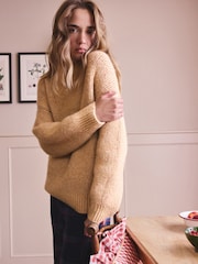 Camel Knit Slogan Jumper - Image 2 of 8