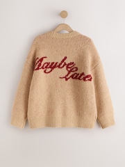 Camel Knit Slogan Jumper - Image 7 of 8