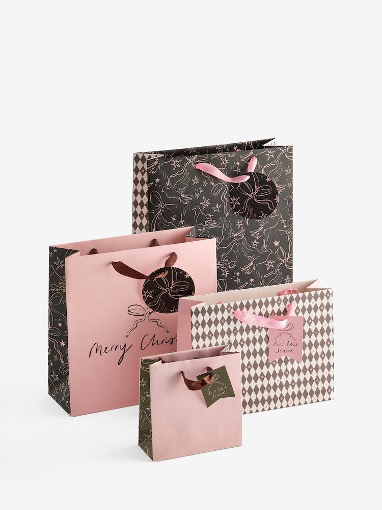 Pink and Chocolate Brown Dove 4 Pack Gift Bag - Image 1 of 1