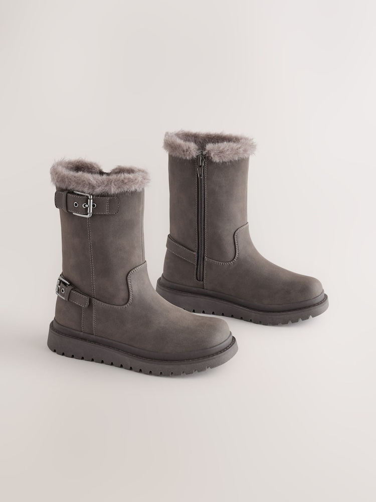 Chocolate Brown Standard Fit (F) Faux Fur Lined Boots - Image 1 of 5 Chocolate Brown Standard Fit (F) Faux Fur Lined Boots - Image 1 of 5
