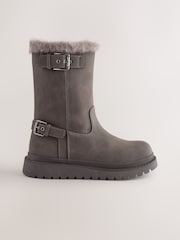 Chocolate Brown Standard Fit (F) Faux Fur Lined Boots - Image 2 of 5
