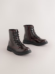 Burgundy Red Standard Fit (F) Warm Lined Lace-Up Boots - Image 1 of 5
