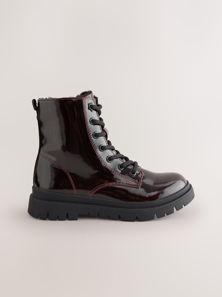 Burgundy Red Standard Fit (F) Warm Lined Lace-Up Boots - Image 2 of 5 Burgundy Red Standard Fit (F) Warm Lined Lace-Up Boots - Image 2 of 5