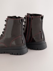 Burgundy Red Standard Fit (F) Warm Lined Lace-Up Boots - Image 4 of 5