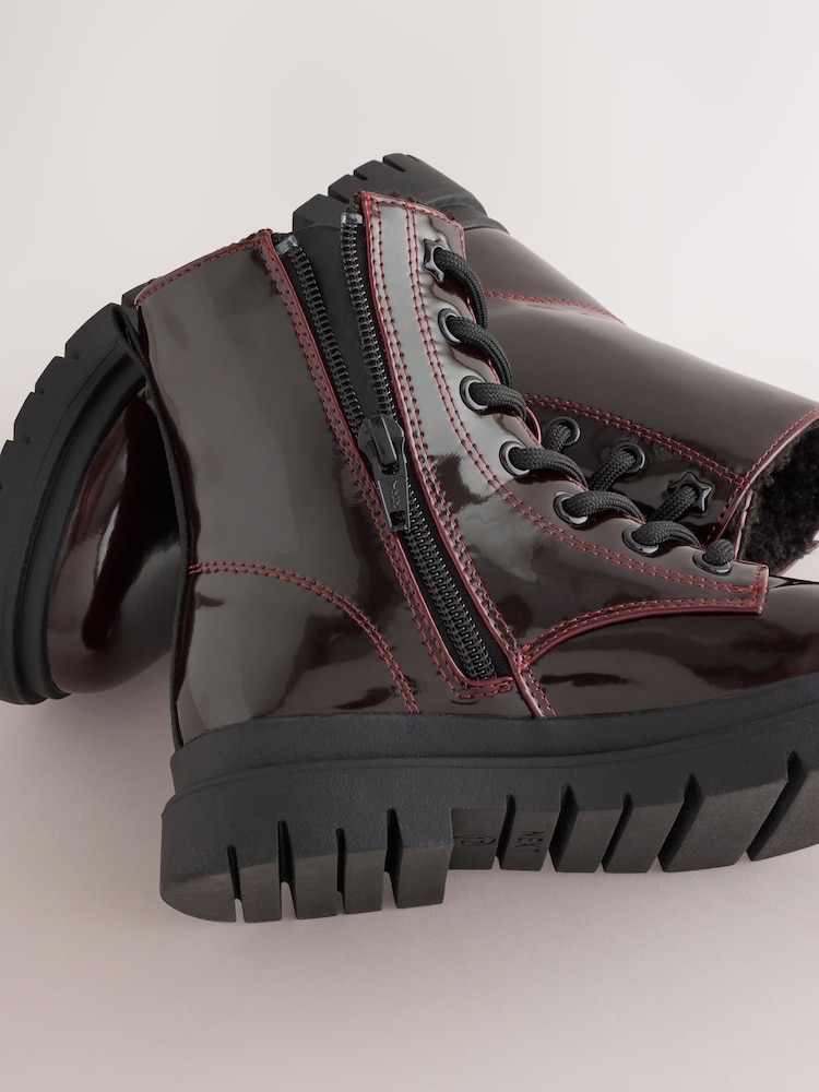 Burgundy Red Standard Fit (F) Warm Lined Lace-Up Boots - Image 5 of 5 Burgundy Red Standard Fit (F) Warm Lined Lace-Up Boots - Image 5 of 5