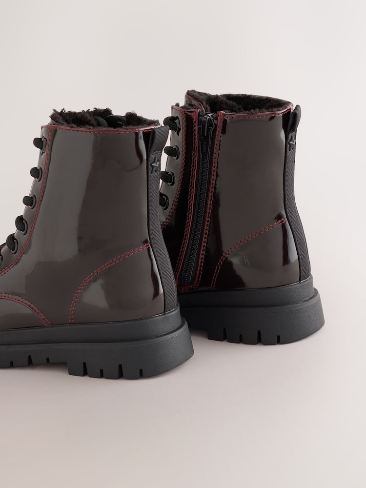 Burgundy Red Wide Fit (G) Warm Lined Lace-Up Boots - Image 5 of 5 Burgundy Red Wide Fit (G) Warm Lined Lace-Up Boots - Image 5 of 5
