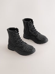 Black Heatseal Wide Fit (G) Warm Lined Lace-Up Boots - Image 1 of 6