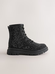Black Heatseal Wide Fit (G) Warm Lined Lace-Up Boots - Image 2 of 6