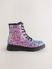 Mehrfarbig/Pailletten - Warm gefütterte Schnürstiefel - Bild 2 von 5