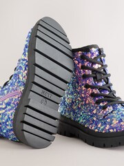 Multi Sequin Wide Fit (G) Warm Lined Lace-Up Boots - Image 5 of 5