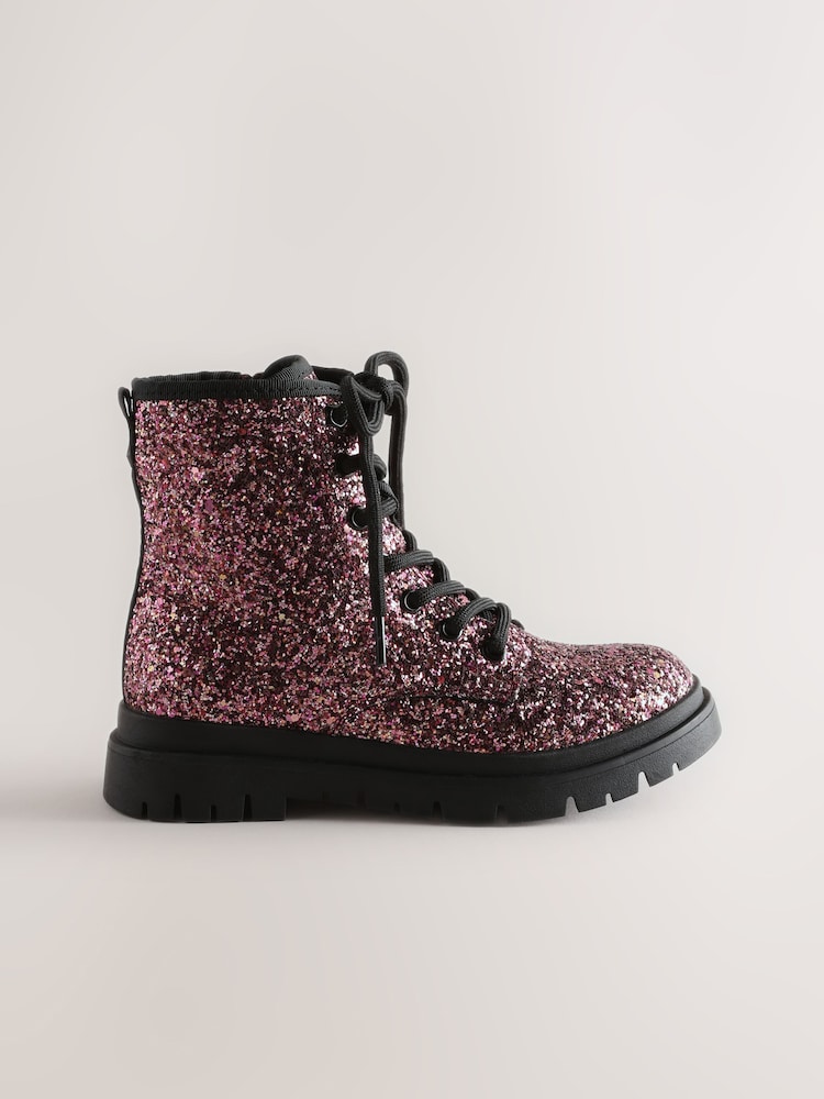 ពណ៌ Pink Glitter - ស្បែកជើងកវែងដែលមានខ្សែកក្តៅ Lace-up boots - រូបភាព 2 នៃ 5 ពណ៌ Pink Glitter - ស្បែកជើងកវែងដែលមានខ្សែកក្តៅ Lace-up boots - រូបភាព 2 នៃ 5