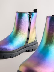 Rainbow Metallic Wide Fit (G) Chunky Chelsea Boots - Image 3 of 5