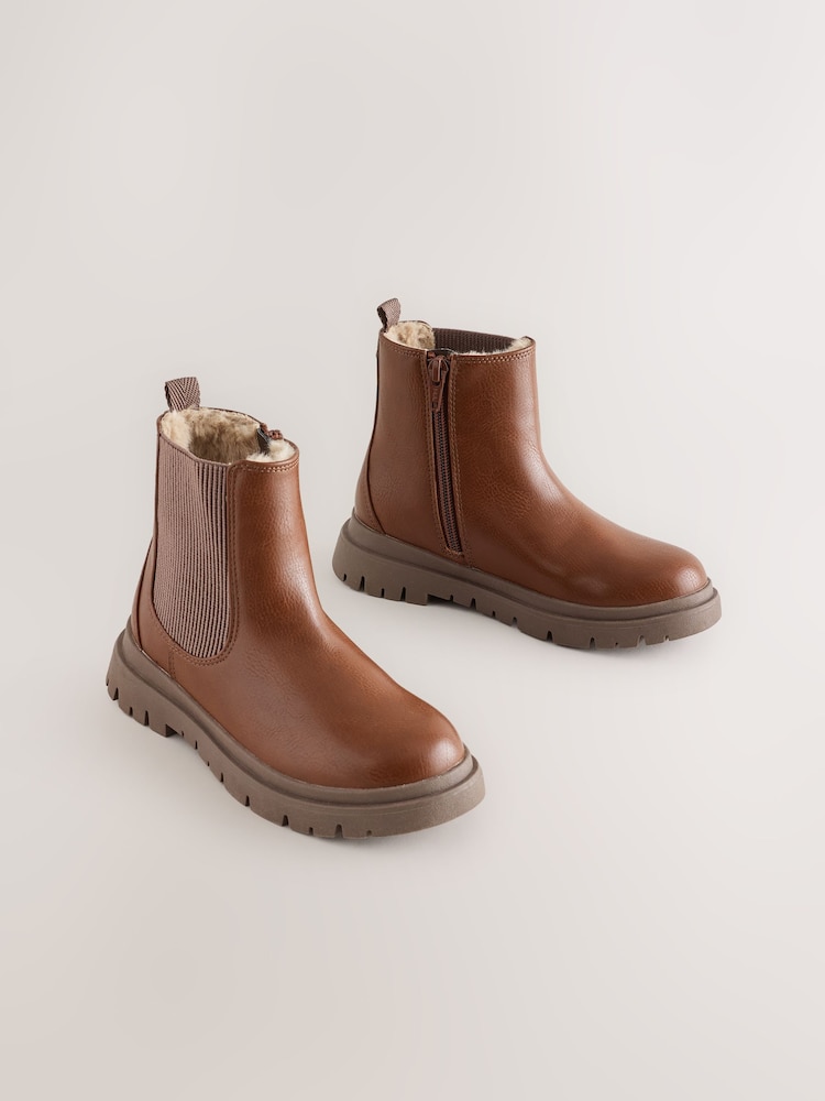 Tan Brown Standard Fit (F) Chunky Chelsea Boots - Image 1 of 5 Tan Brown Standard Fit (F) Chunky Chelsea Boots - Image 1 of 5