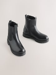 Black Standard Fit (F) Leather Chunky Chelsea Boots - Image 1 of 6
