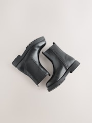 Black Standard Fit (F) Leather Chunky Chelsea Boots - Image 4 of 6