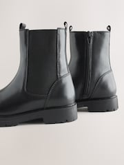 Black Standard Fit (F) Leather Chunky Chelsea Boots - Image 5 of 6
